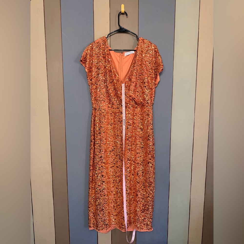 Mac Duggal (10766) Short Sleeve Cocktail Dress-NWT-Size 14-Copper - Picture 4 of 13
